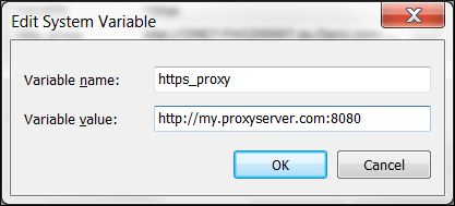 Variable name text field has 'https_proxy' entered. Variable value text field has 'http://my.proxyserver.com:8080 entered.